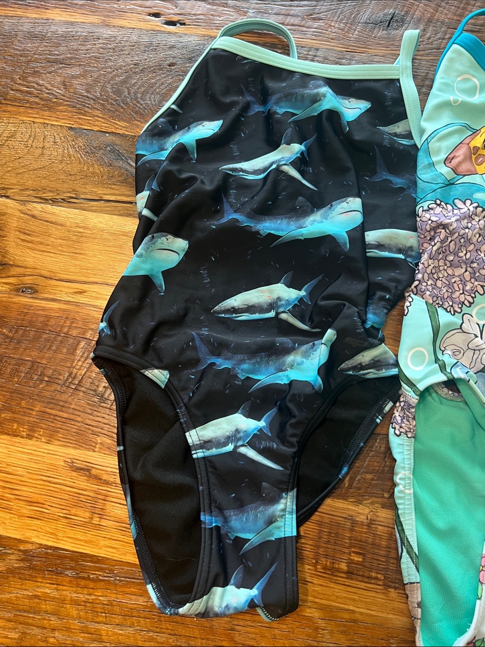Kids One-Piece Swimsuit - Red Watermelon, Sharks, and Giraffe Prints - Picture 5 of 7